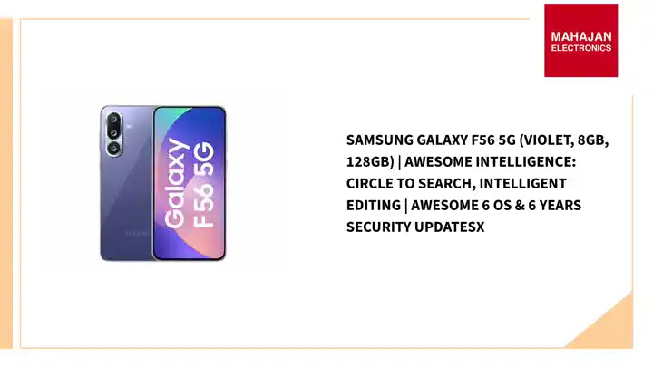 Samsung Galaxy F56 5G (Violet, 8GB, 128GB) | Awesome Intelligence: Circle to Search, Intelligent Editing | Awesome 6 OS &amp; 6 Years Security UpdatesX by@Outfy