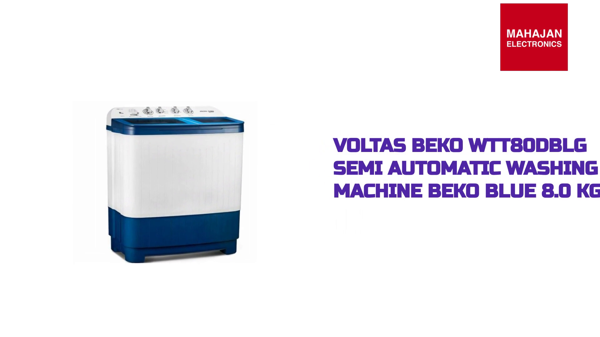 Voltas Beko WTT80DBLG Semi Automatic Washing Machine Beko BLUE 8.0 Kg by@Outfy