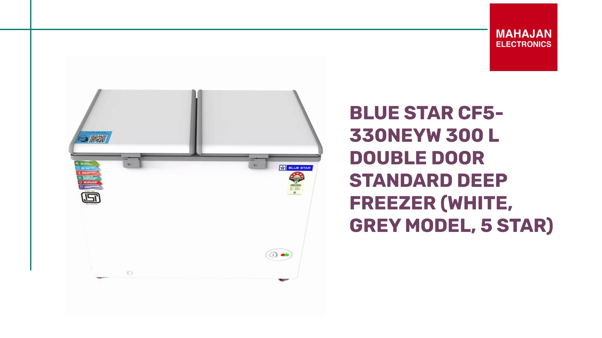 Blue Star CF5-330NEYW 300 L Double Door Standard Deep Freezer (White, Grey Model, 5 Star) by@Outfy