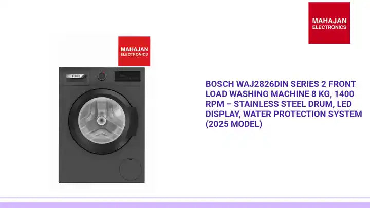 Bosch WAJ2826DIN Series 2 Front Load Washing Machine 8 Kg, 1400 RPM &ndash; Stainless Steel Drum, LED Display, Water Protection System (2025 Model) by@Outfy