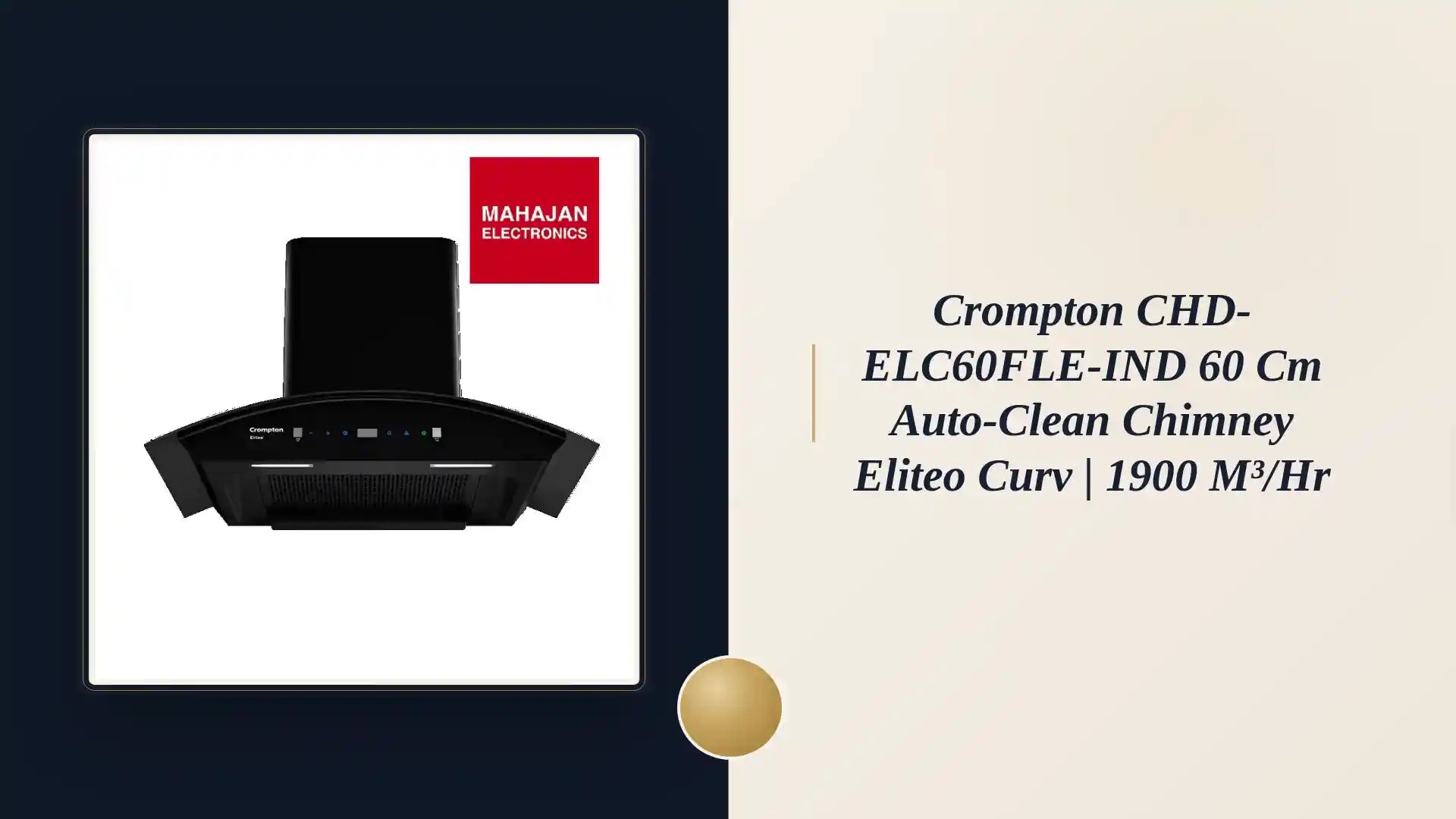 Crompton CHD-ELC60FLE-IND 60 cm Auto-Clean Chimney Eliteo Curv | 1900 m&sup3;/hr by@Outfy