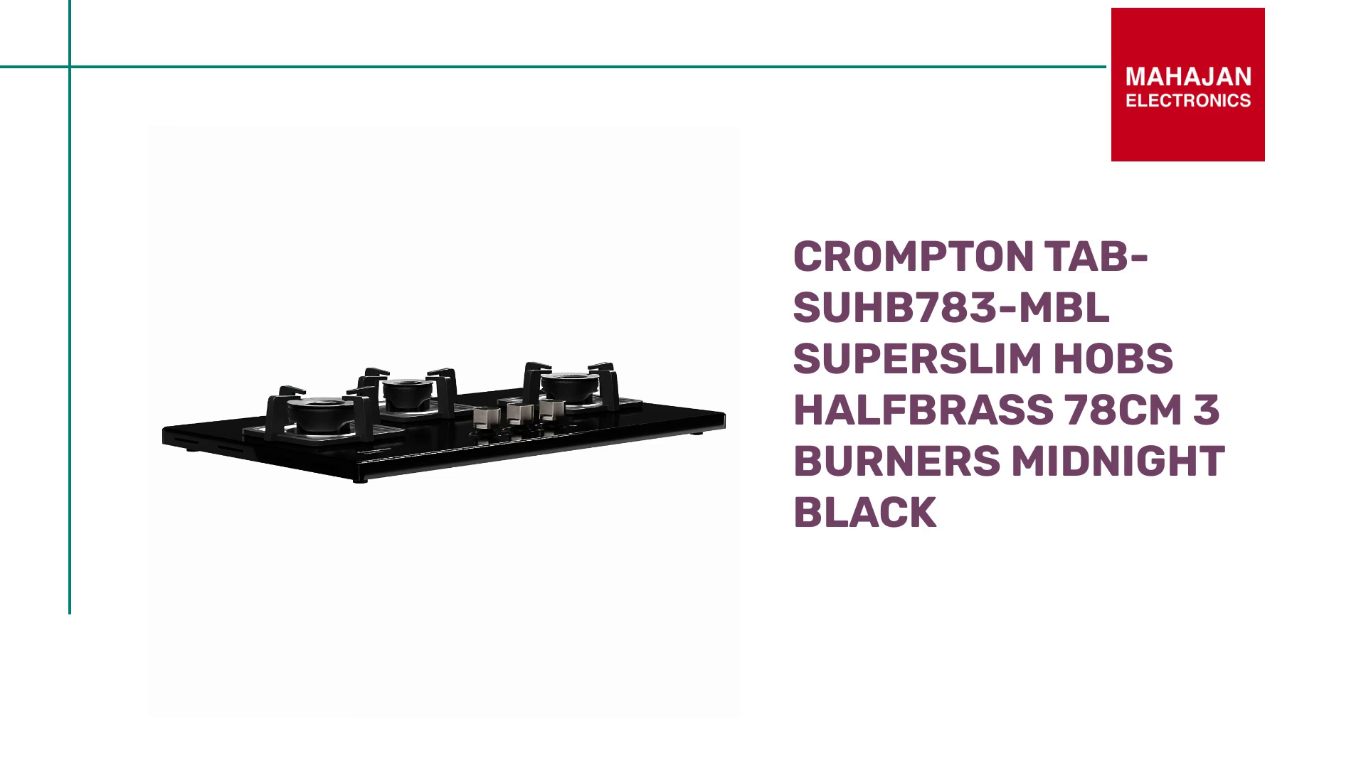 Crompton TAB-SUHB783-MBL SuperSlim Hobs HalfBrass 78cm 3 Burners Midnight Black by@Outfy