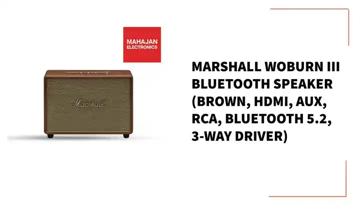 Marshall Woburn III Bluetooth Speaker (Brown, HDMI, AUX, RCA, Bluetooth 5.2, 3-Way Driver) by@Outfy