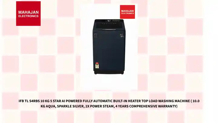 IFB TL S4RBS 10 Kg 5 Star AI Powered Fully Automatic Built-in Heater Top Load Washing Machine ( 10.0 Kg Aqua, Sparkle Silver, 2X Power Steam, 4 Years Comprehensive Warranty) by@Outfy