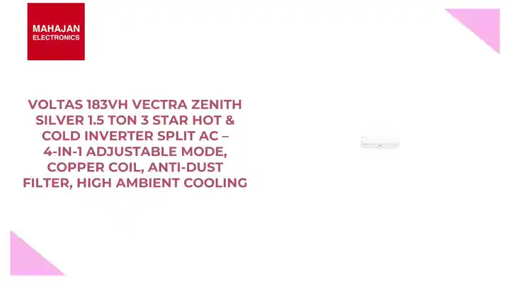 Voltas 183VH VECTRA ZENITH SILVER 1.5 Ton 3 Star Hot &amp; Cold Inverter Split AC &ndash; 4-in-1 Adjustable Mode, Copper Coil, Anti-Dust Filter, High Ambient Cooling by@Outfy
