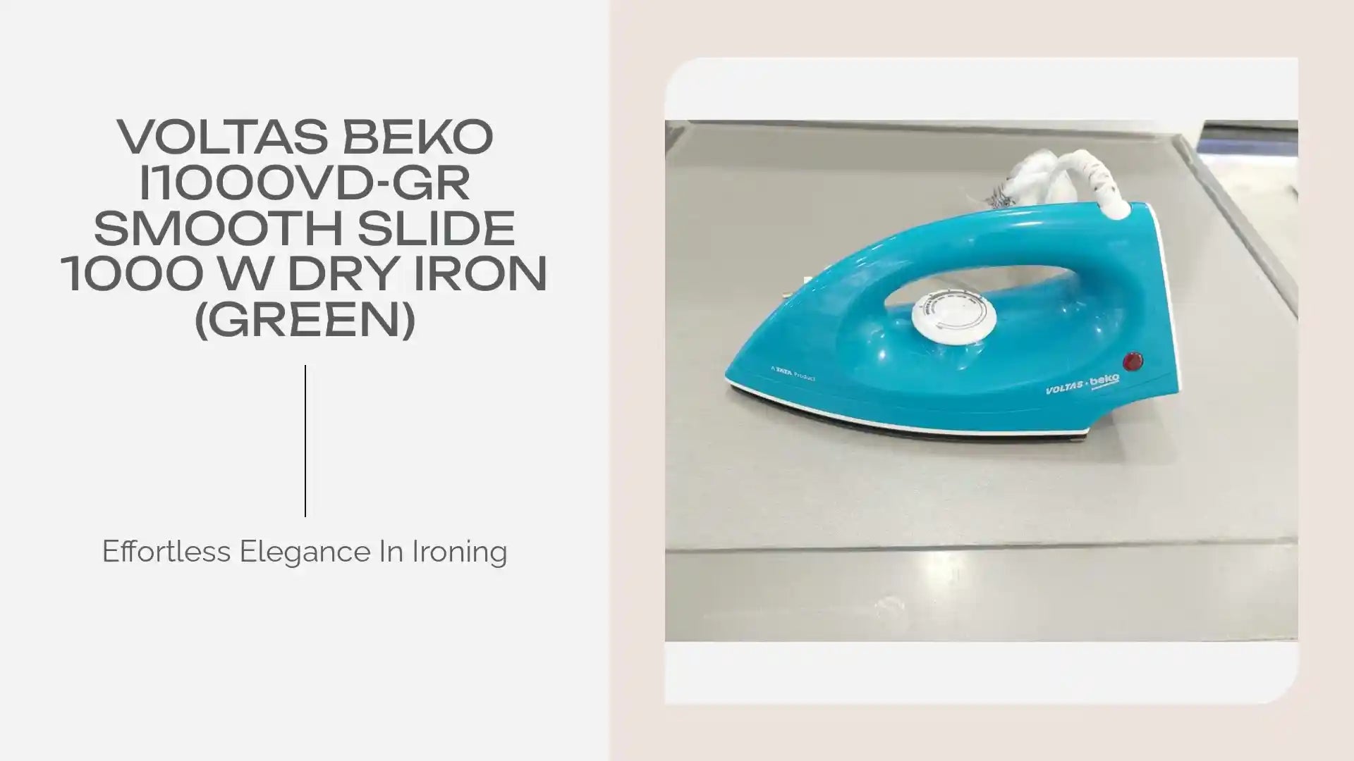 Voltas Beko I1000VD-GR Smooth Slide 1000 W Dry Iron (Green) by@Outfy
