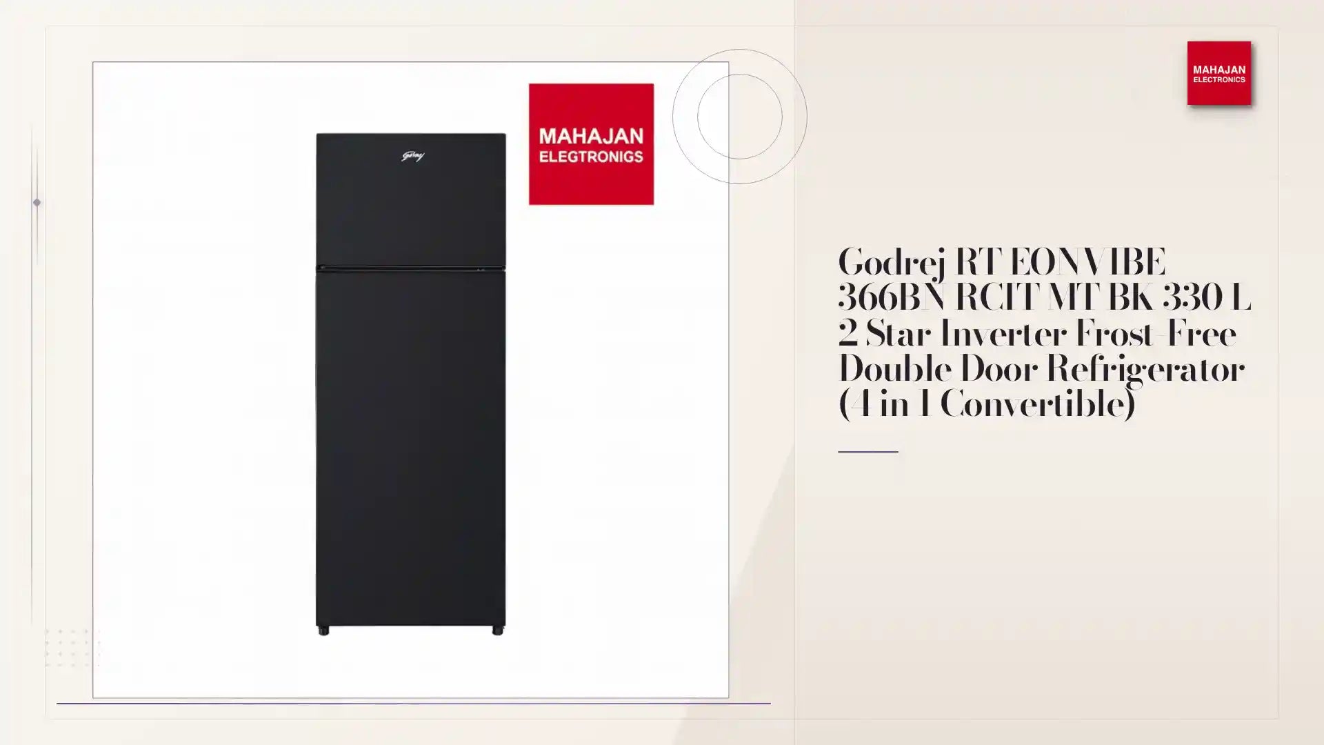 Godrej RT EONVIBE 366BN RCIT MT BK 330 L 2 Star Inverter Frost-Free Double Door Refrigerator (4 in 1 Convertible) by@Outfy