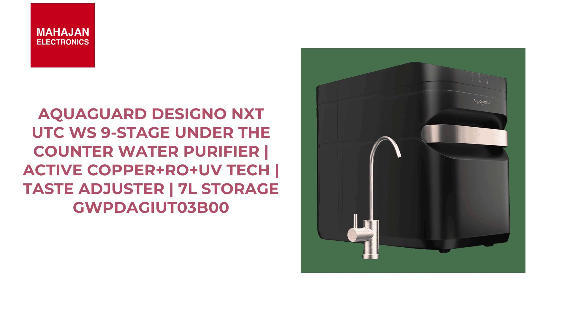 Aquaguard Designo NXT UTC WS 9-Stage Under The Counter Water Purifier | Active Copper+RO+UV Tech | Taste Adjuster | 7L Storage GWPDAGIUT03B00 by@Outfy