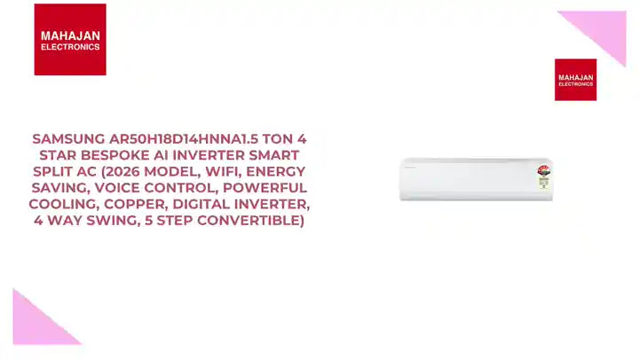 Samsung AR50H18D14HNNA1.5 Ton 4 Star Bespoke AI Inverter Smart Split AC (2026 Model, WiFi, Energy Saving, Voice Control, Powerful Cooling, Copper, Digital Inverter, 4 Way swing, 5 Step Convertible) by@Outfy