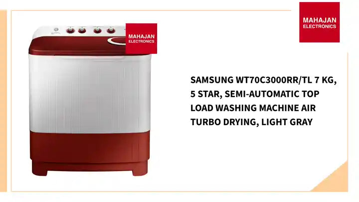 Samsung WT70C3000RR/TL 7 kg, 5 Star, Semi-Automatic Top Load Washing Machine Air Turbo Drying, Light Gray by@Outfy