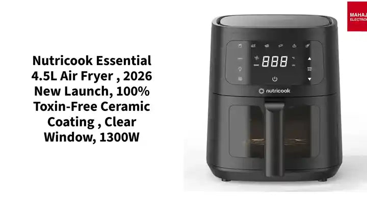 Nutricook Essential 4.5L Air Fryer , 2026 New Launch, 100% Toxin-Free Ceramic Coating , Clear Window, 1300W by@Outfy