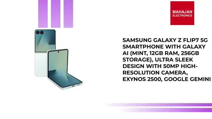 Samsung Galaxy Z Flip7 5G Smartphone with Galaxy AI (Mint, 12GB RAM, 256GB Storage), Ultra Sleek Design with 50MP High-Resolution Camera, Exynos 2500, Google Gemini by@Outfy