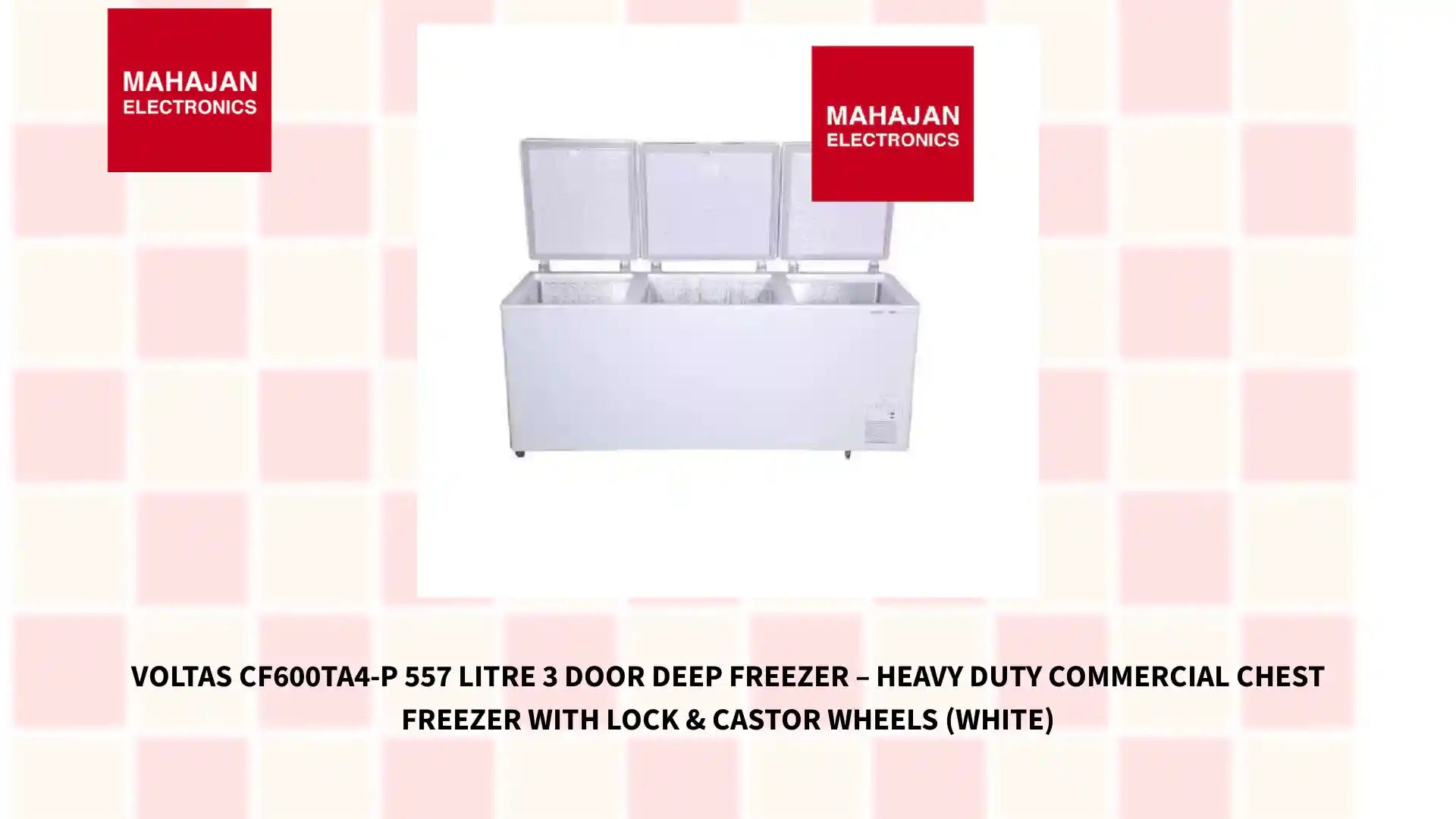 Voltas CF600TA4-P 557 Litre 3 Door Deep Freezer &ndash; Heavy Duty Commercial Chest Freezer with Lock &amp; Castor Wheels (White) by@Outfy