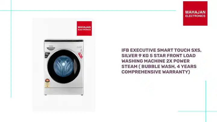 IFB EXECUTIVE SMART TOUCH SXS, Silver 9 Kg 5 Star Front Load Washing Machine 2X Power Steam ( Bubble Wash, 4 years Comprehensive Warranty) by@Outfy