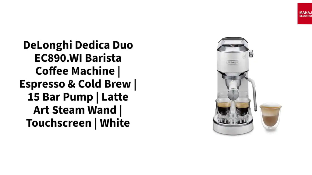 DeLonghi Dedica Duo EC890.WI Barista Coffee Machine | Espresso & Cold Brew | 15 Bar Pump | Latte Art Steam Wand | Touchscreen | White by@Outfy