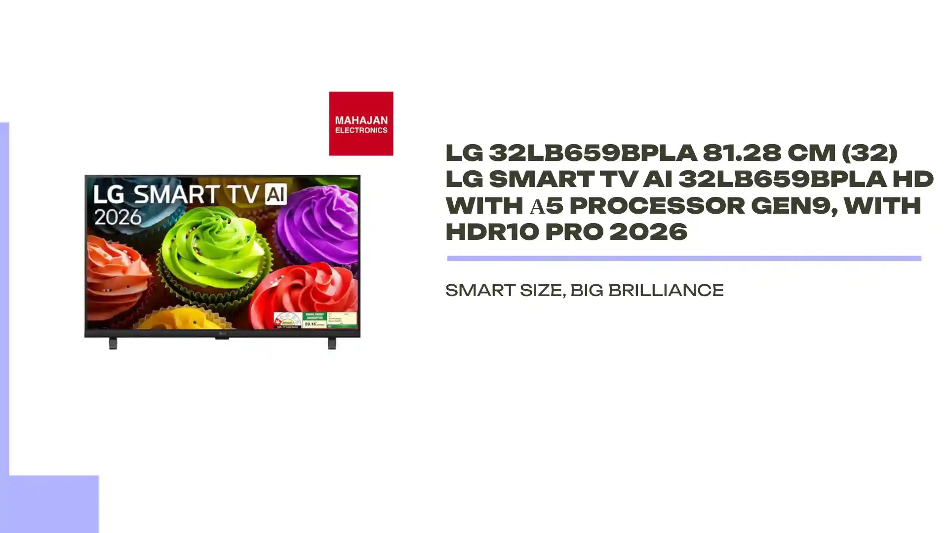 LG 32LB659BPLA 81.28 cm (32) LG SMART TV AI 32LB659BPLA HD with &alpha;5 Processor Gen9, with HDR10 Pro 2026 by@Outfy