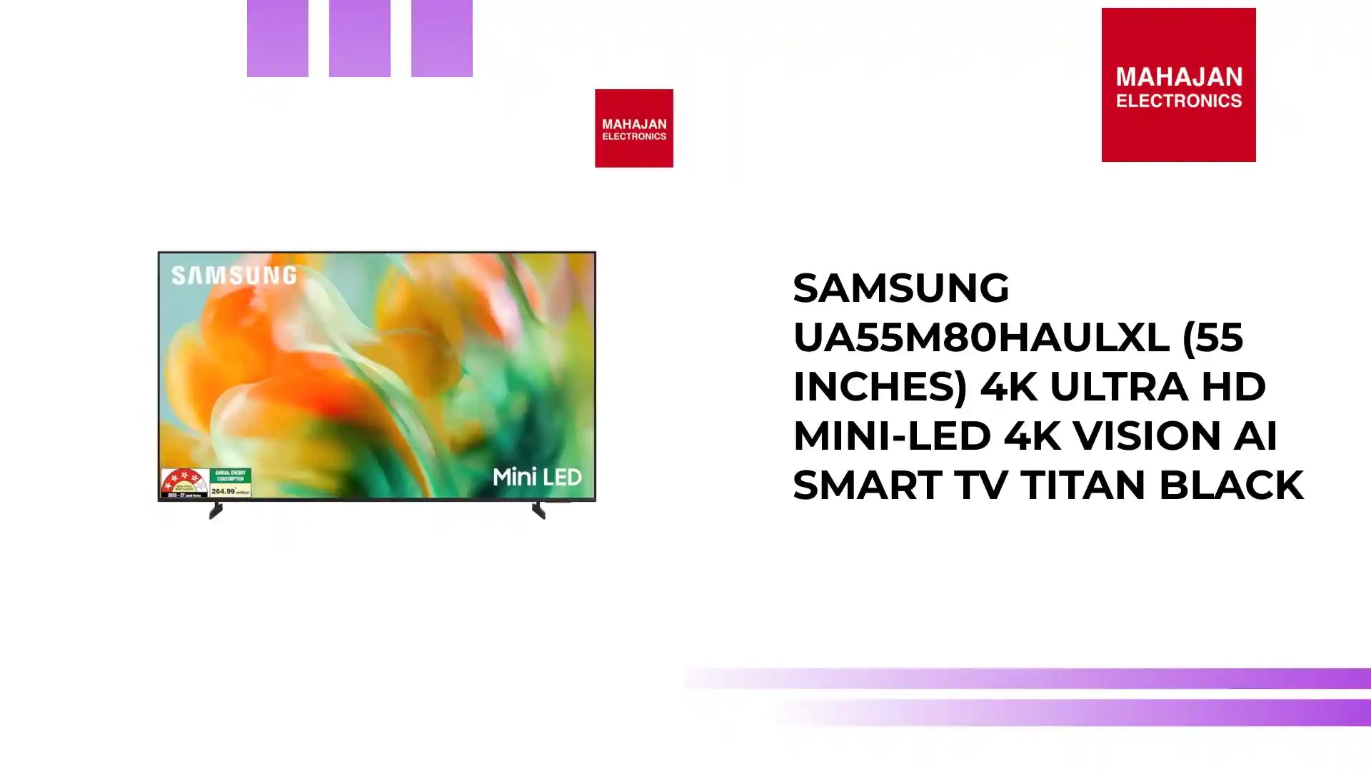 Samsung UA55M80HAULXL (55 inches) 4K Ultra HD Mini-LED 4K Vision AI Smart TV Titan Black by@Outfy