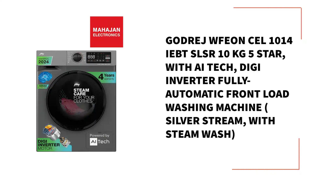 Godrej WFEON CEL 1014 IEBT SLSR 10 Kg 5 Star, With AI Tech, Digi Inverter Fully-Automatic Front Load Washing Machine ( Silver Stream, With Steam Wash) by@Outfy