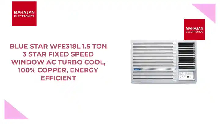 Blue Star WFE318L 1.5 Ton 3 Star Fixed Speed Window AC Turbo Cool, 100% Copper, Energy Efficient by@Outfy