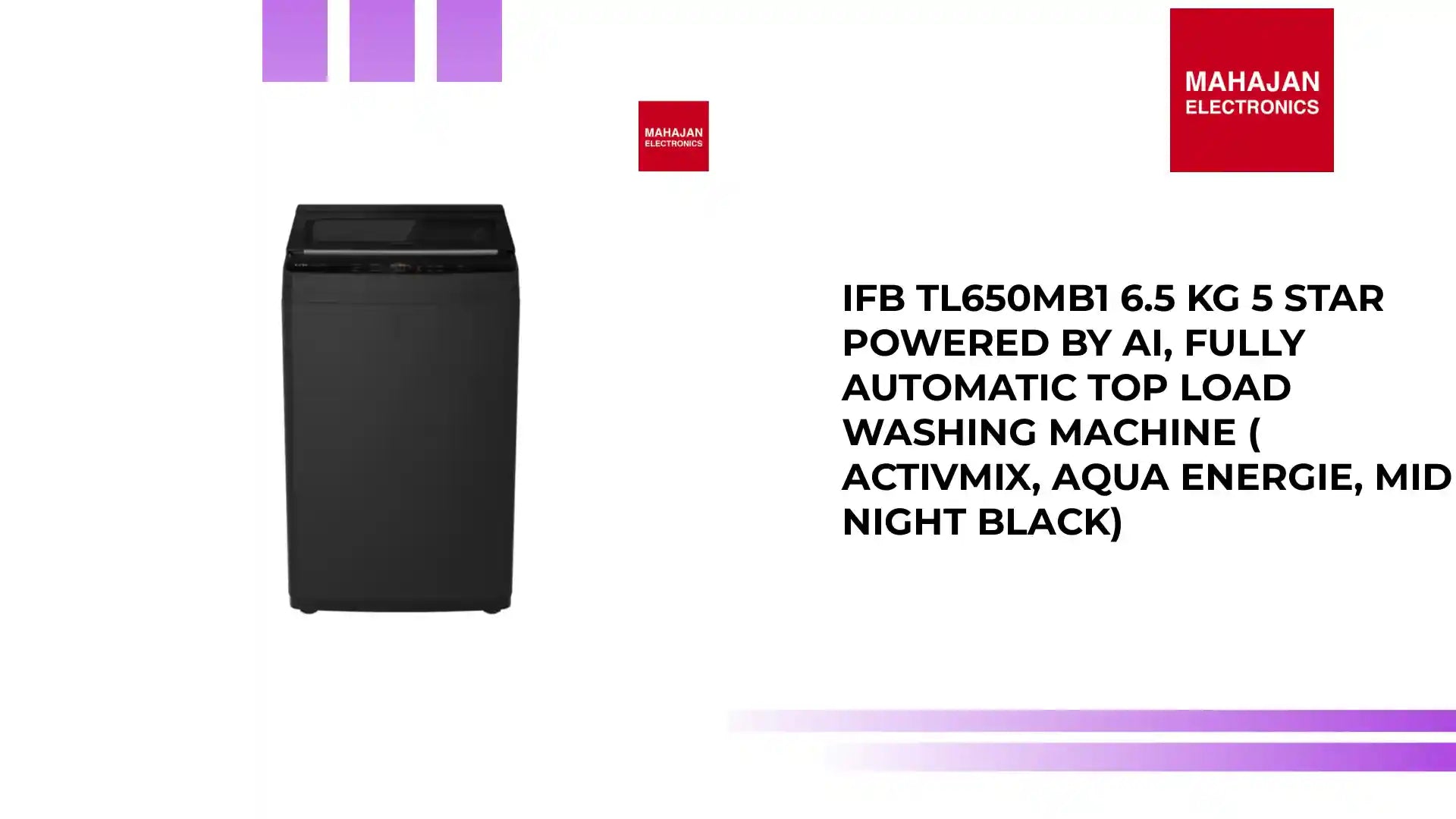 IFB TL650MB1 6.5 Kg 5 Star Powered by AI, Fully Automatic Top Load Washing Machine ( ActivMix, Aqua Energie, Mid Night Black) by@Outfy