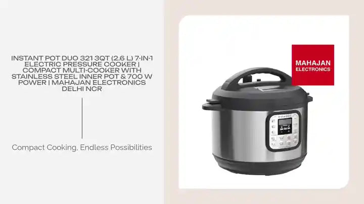 Instant Pot Duo 321 3QT (2.6 L) 7-in-1 Electric Pressure Cooker | Compact Multi-Cooker with Stainless Steel Inner Pot &amp; 700 W Power | Mahajan Electronics Delhi NCR by@Outfy