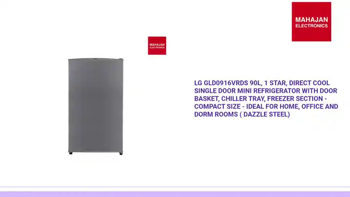 LG GLD0916VRDS 90L, 1 Star, Direct Cool Single Door Mini Refrigerator with Door basket, Chiller Tray, Freezer Section - Compact Size - Ideal for Home, Office and Dorm Rooms ( Dazzle Steel) by@Outfy