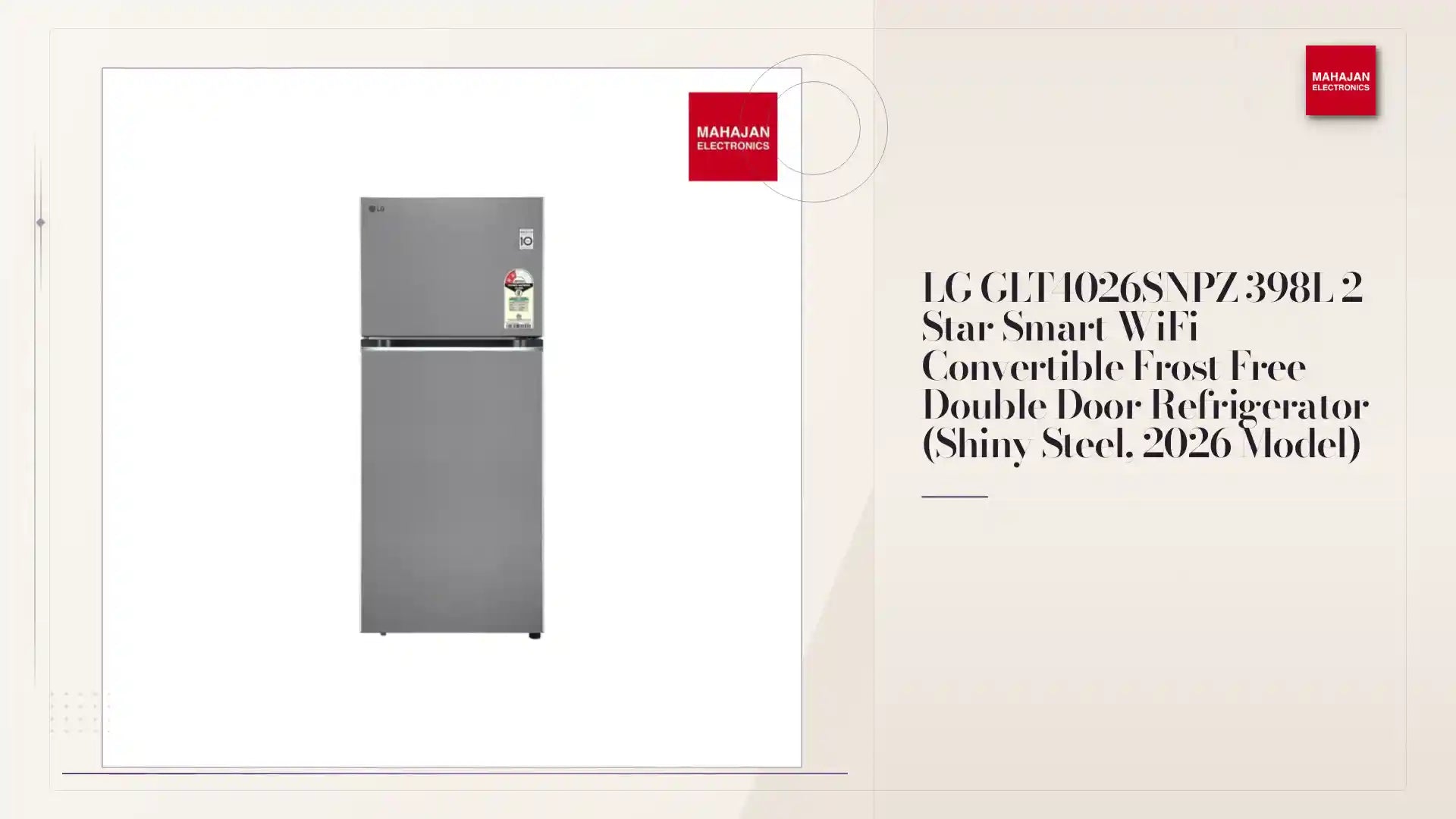 LG GLT4026SNPZ 398L 2 Star Smart WiFi Convertible Frost Free Double Door Refrigerator (Shiny Steel, 2026 Model) by@Outfy