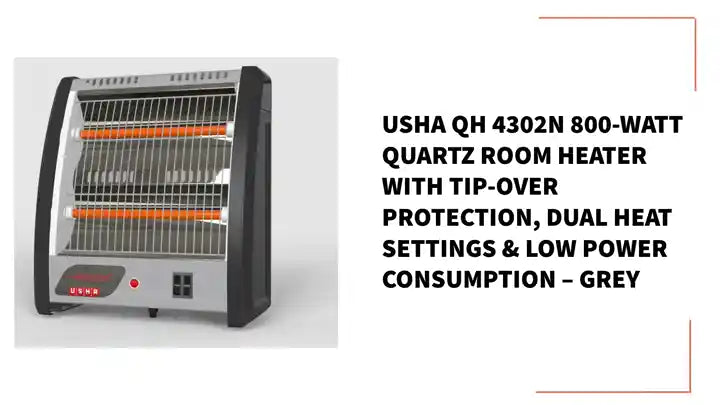 Usha QH 4302N 800-Watt Quartz Room Heater with Tip-Over Protection, Dual Heat Settings &amp; Low Power Consumption &ndash; Grey by@Outfy