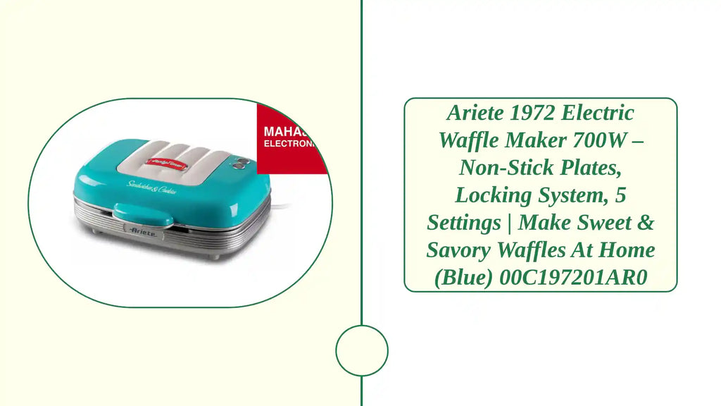 Ariete 1972 Electric Waffle Maker 700W &ndash; Non-Stick Plates, Locking System, 5 Settings | Make Sweet & Savory Waffles at Home (Blue) 00C197201AR0 by@Outfy