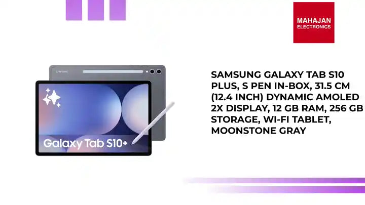 Samsung Galaxy Tab S10 Plus, S Pen in-Box, 31.5 cm (12.4 inch) Dynamic AMOLED 2X Display, 12 GB RAM, 256 GB Storage, Wi-Fi Tablet, Moonstone Gray by@Outfy