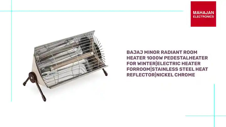 Bajaj Minor Radiant Room Heater 1000W PedestalHeater For Winter|Electric Heater ForRoom|Stainless Steel Heat Reflector|Nickel Chrome by@Outfy