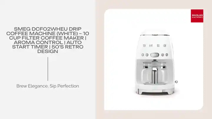 Smeg DCF02WHEU Drip Coffee Machine (White) &ndash; 10 Cup Filter Coffee Maker | Aroma Control | Auto Start Timer | 50&rsquo;s Retro Design by@Outfy