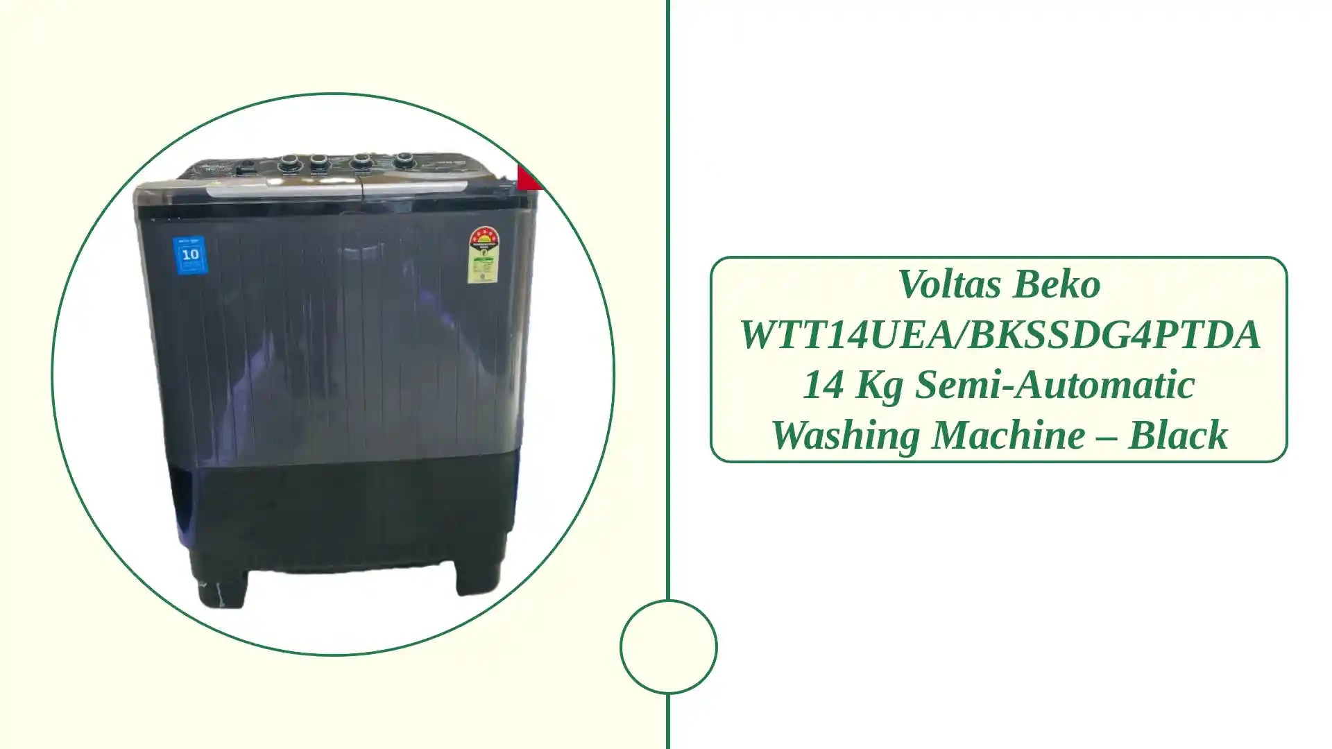 Voltas Beko WTT14UEA/BKSSDG4PTDA 14 kg Semi-Automatic Washing Machine &ndash; Black by@Outfy