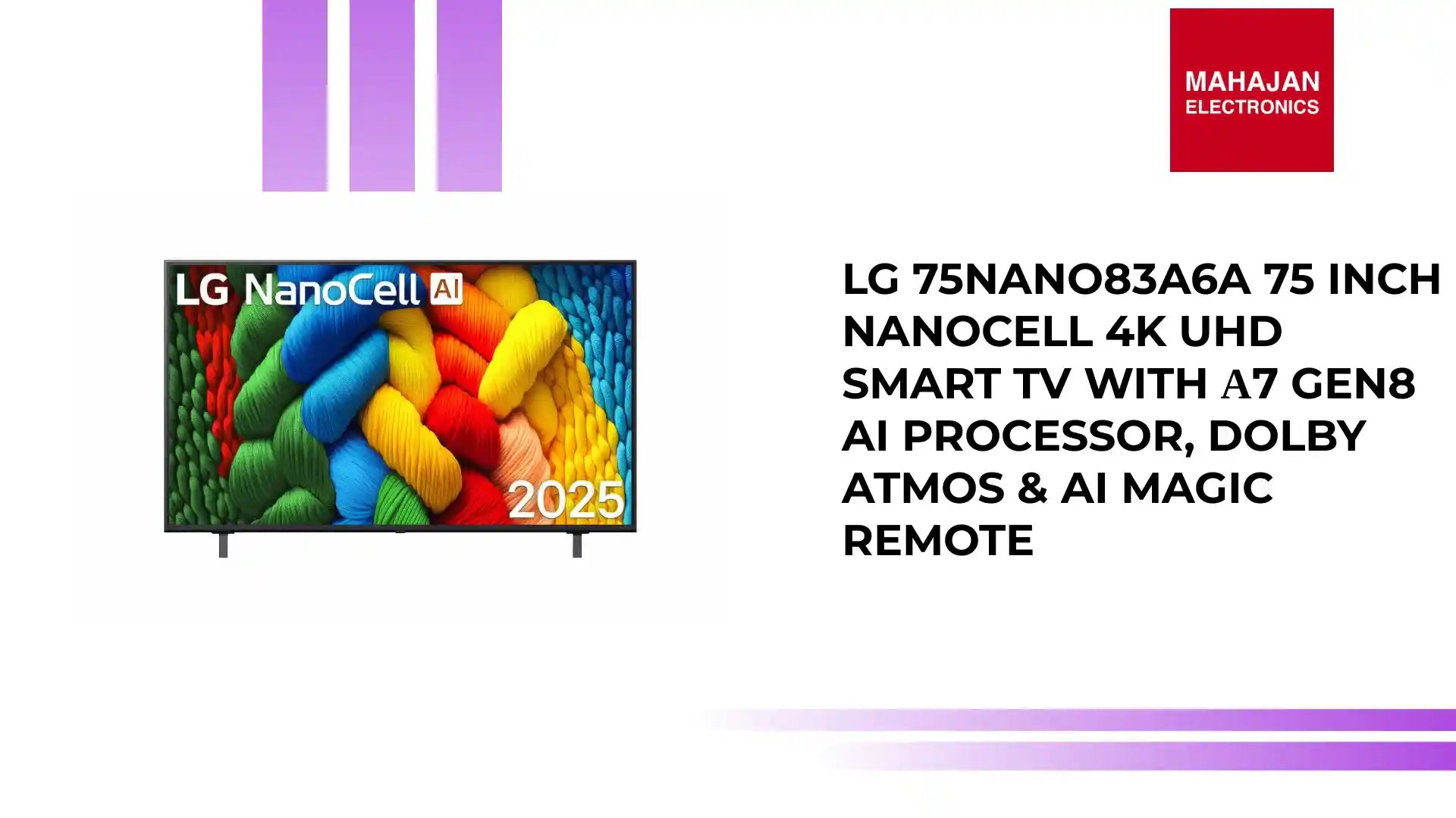 LG 75NANO83A6A 75 Inch NanoCell 4K UHD Smart TV with &alpha;7 Gen8 AI Processor, Dolby Atmos &amp; AI Magic Remote by@Outfy