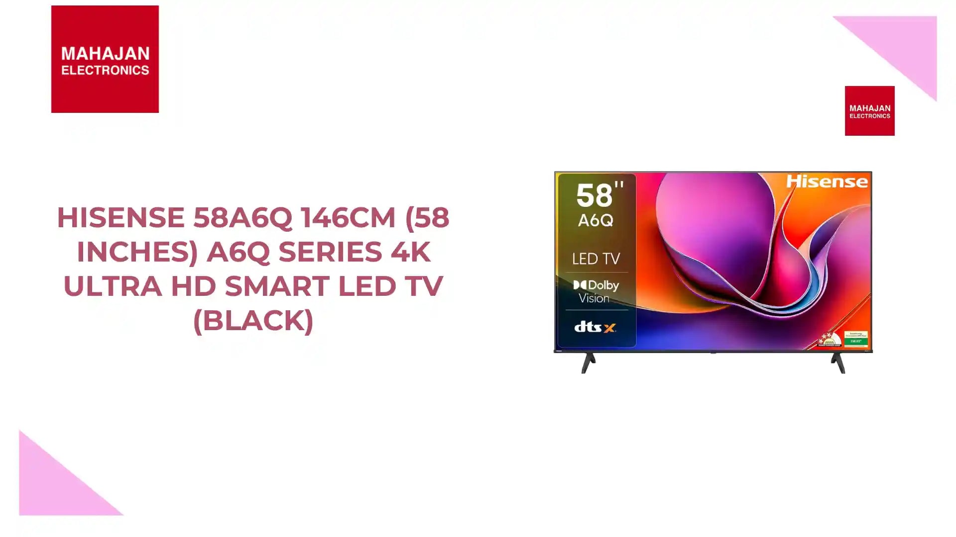 Hisense 58A6Q 146cm (58 inches) A6Q Series 4K Ultra HD Smart LED TV (Black) by@Outfy