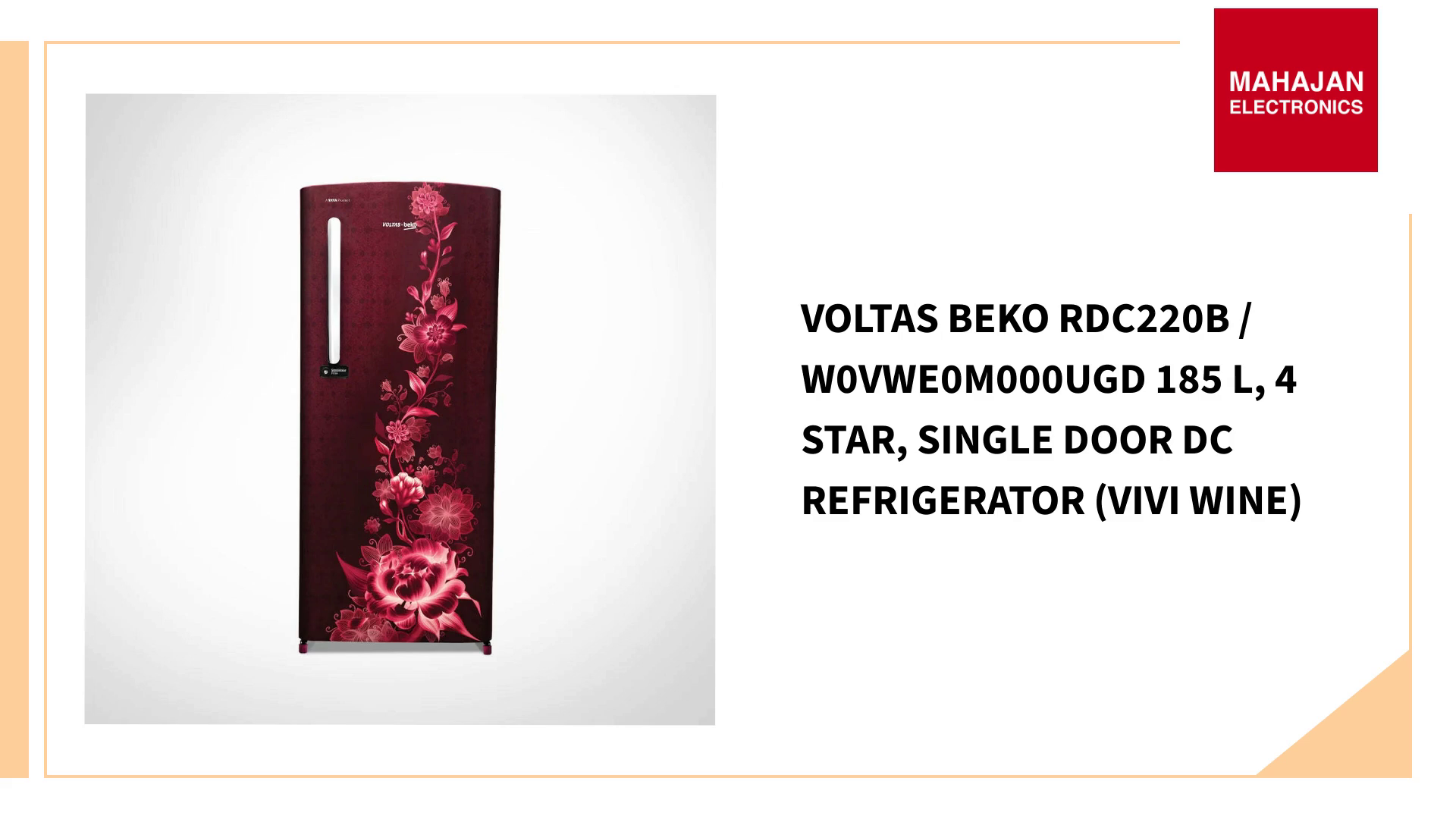 Voltas Beko RDC220B / W0VWE0M000UGD 185 L, 4 Star, Single Door DC Refrigerator (Vivi Wine) by@Outfy