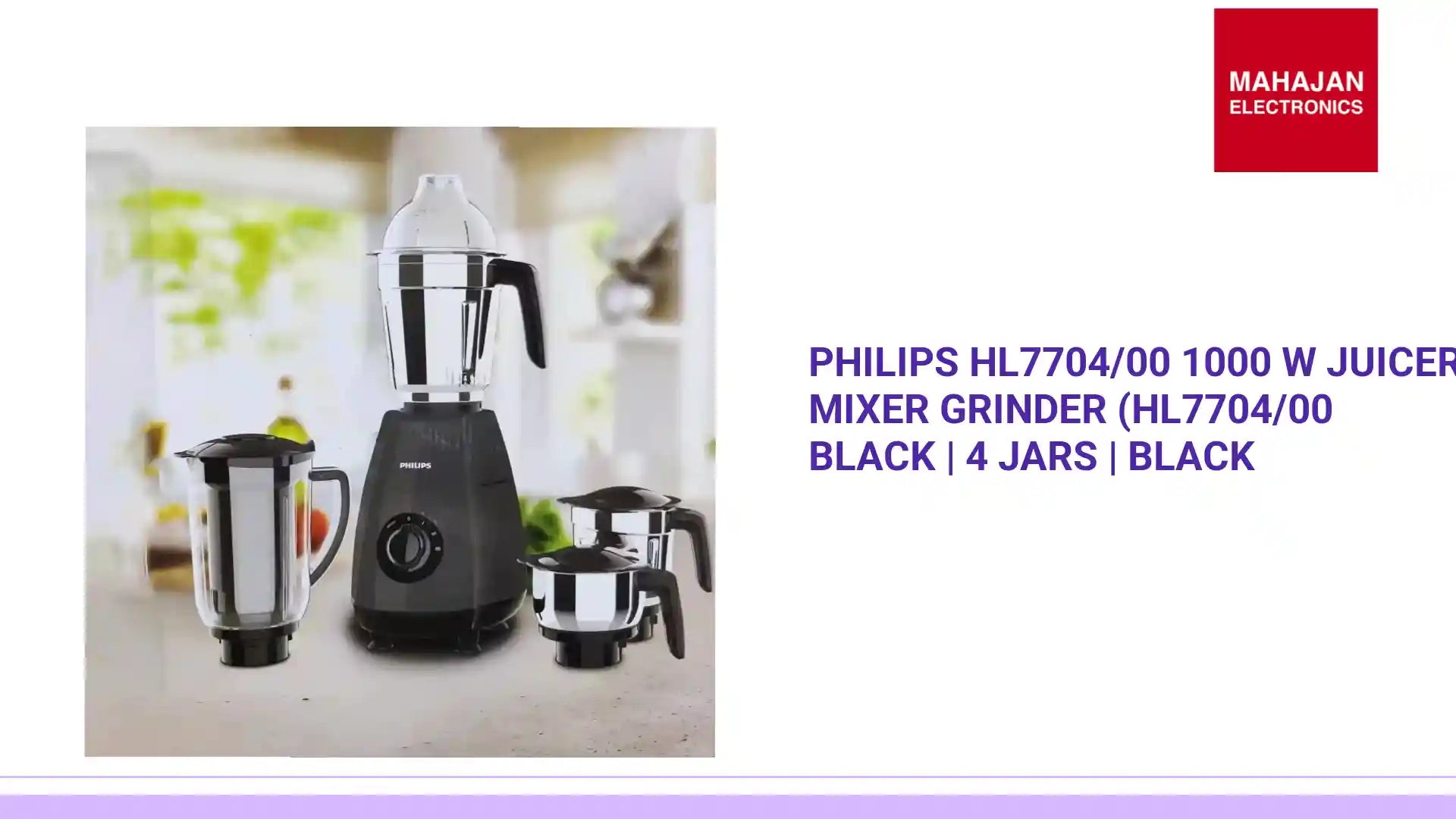 PHILIPS HL7704/00 1000 W Juicer Mixer Grinder (HL7704/00 black | 4 Jars | Black by@Outfy