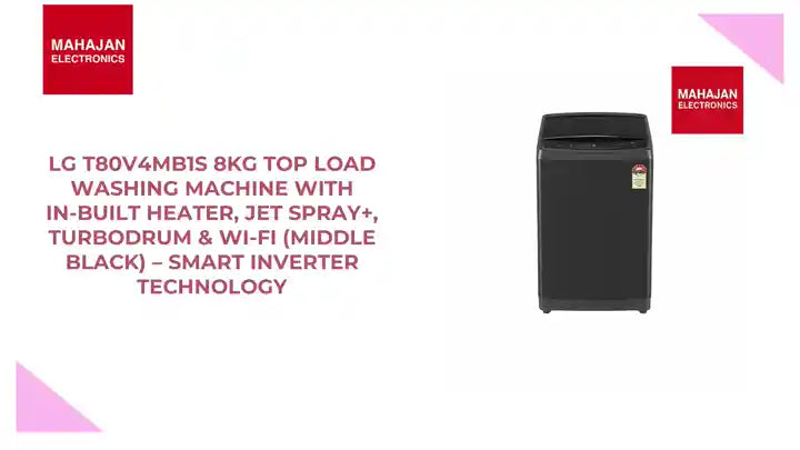 LG T80V4MB1S 8Kg Top Load Washing Machine with In-Built Heater, Jet Spray+, TurboDrum &amp; Wi-Fi (Middle Black) &ndash; Smart Inverter Technology by@Outfy