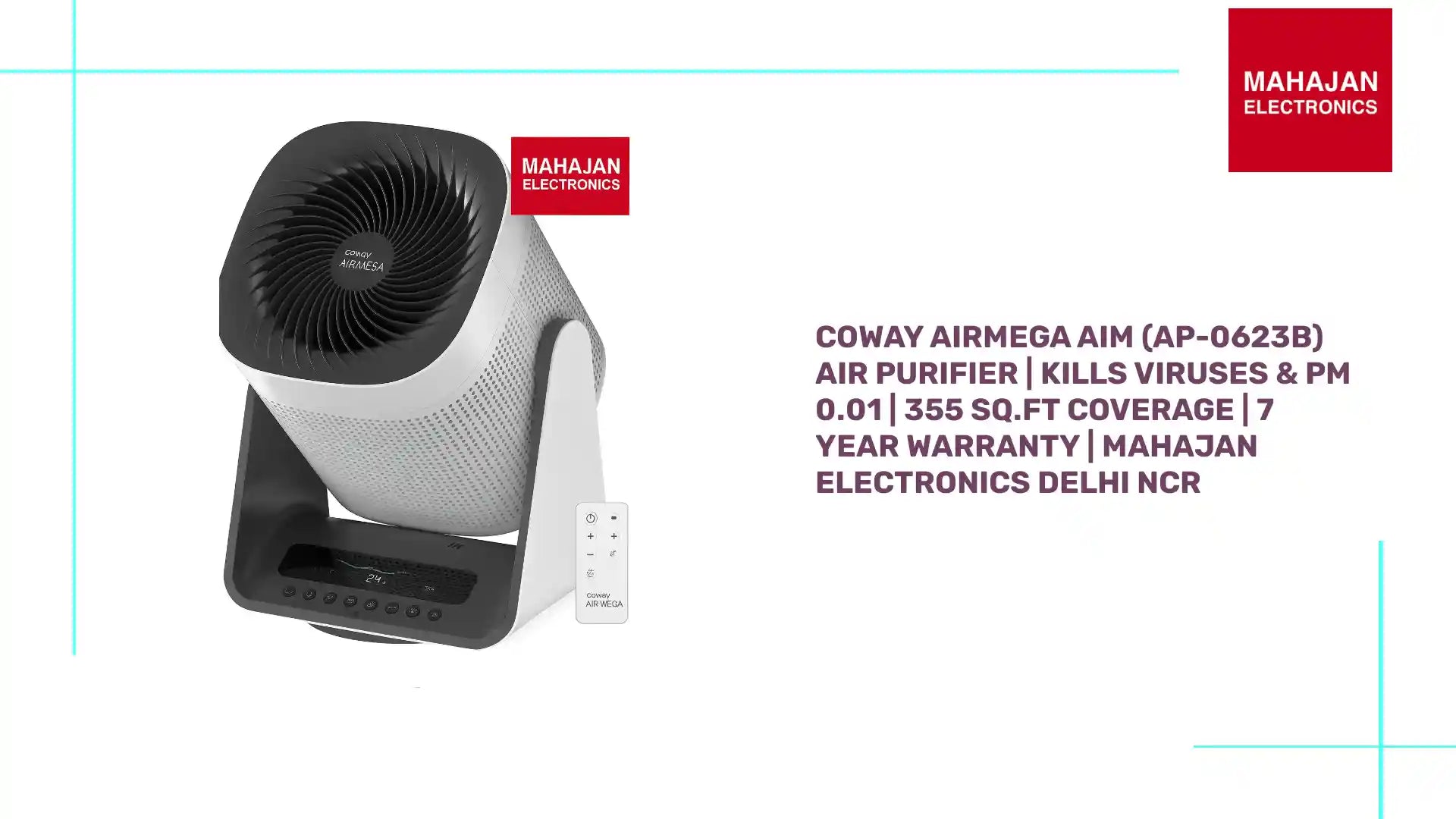 Coway Airmega AIM (AP-0623B) Air Purifier | Kills Viruses &amp; PM 0.01 | 355 Sq.Ft Coverage | 7 Year Warranty | Mahajan Electronics Delhi NCR by@Outfy
