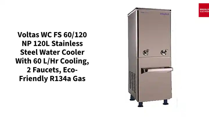 Voltas WC FS 60/120 NP 120L Stainless Steel Water Cooler with 60 L/hr Cooling, 2 Faucets, Eco-Friendly R134a Gas by@Outfy