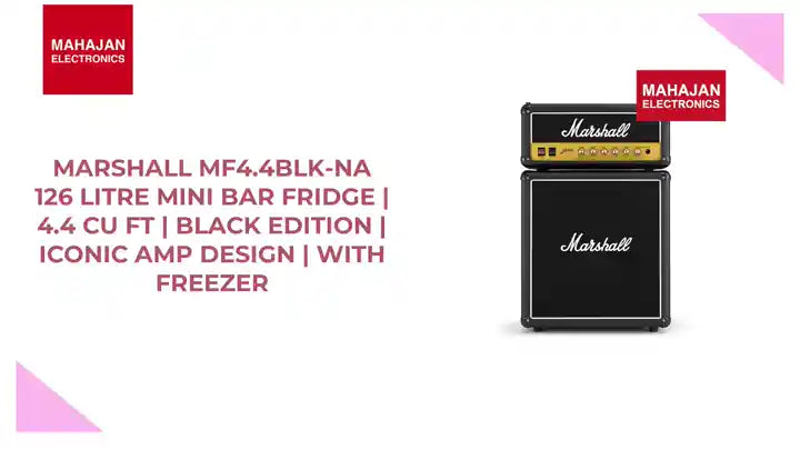 Marshall MF4.4BLK-NA 126 Litre Mini Bar Fridge | 4.4 cu ft | Black Edition | Iconic Amp Design | With Freezer by@Outfy