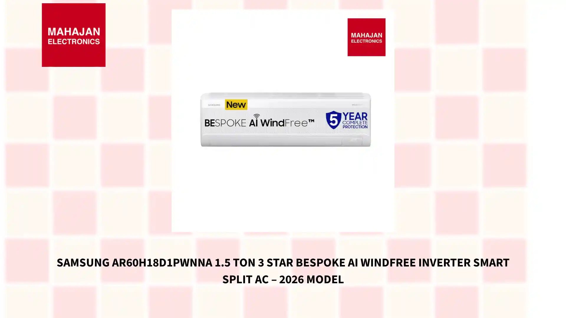 Samsung AR60H18D1PWNNA 1.5 Ton 3 Star Bespoke AI WindFree Inverter Smart Split AC &ndash; 2026 Model by@Outfy