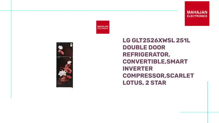 LG GLT2526XWSL 251L Double Door Refrigerator, Convertible,Smart Inverter Compressor,Scarlet Lotus, 2 Star by@Outfy