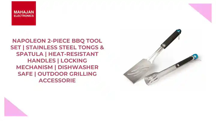 Napoleon 2-Piece BBQ Tool Set | Stainless Steel Tongs &amp; Spatula | Heat-Resistant Handles | Locking Mechanism | Dishwasher Safe | Outdoor Grilling Accessorie by@Outfy