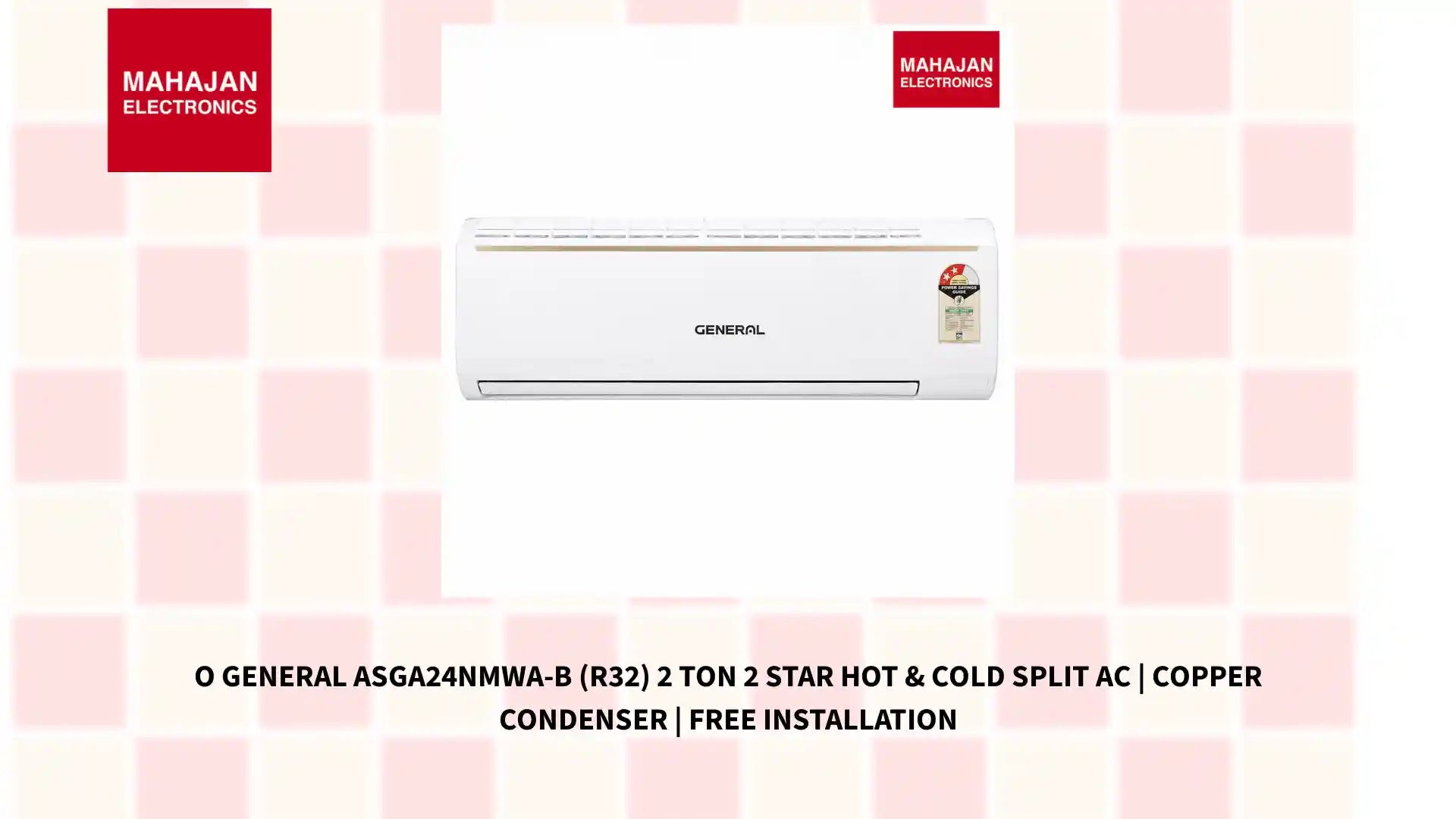 O General ASGA24NMWA-B (R32) 2 Ton 2 Star Hot &amp; Cold Split AC | Copper Condenser | Free Installation by@Outfy