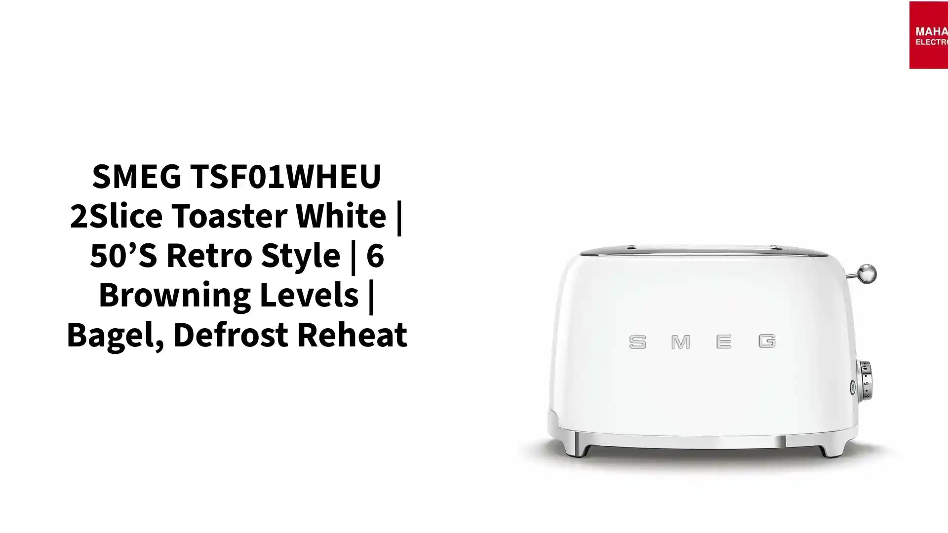 SMEG TSF01WHEU 2Slice Toaster White | 50&rsquo;s Retro Style | 6 Browning Levels | Bagel, Defrost Reheat by@Outfy