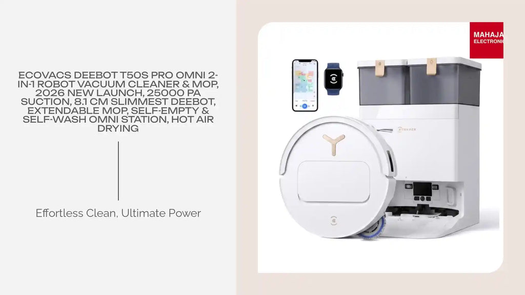 ECOVACS Deebot T50S Pro Omni 2-in-1 Robot Vacuum Cleaner & Mop, 2026 New Launch, 25000 Pa Suction, 8.1 cm Slimmest DEEBOT, Extendable Mop, Self-Empty & Self-Wash Omni Station, Hot Air Drying by@Outfy