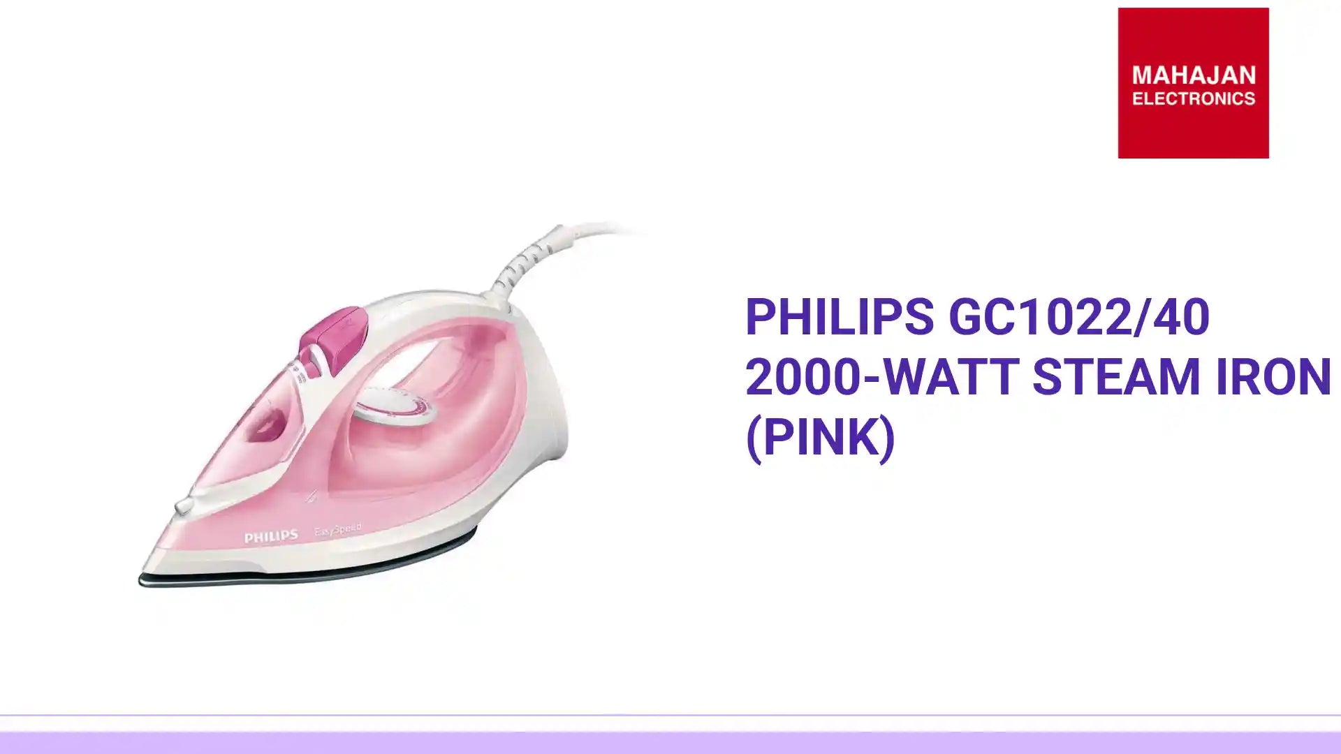 Philips GC1022/40 2000-Watt Steam Iron (Pink) by@Outfy