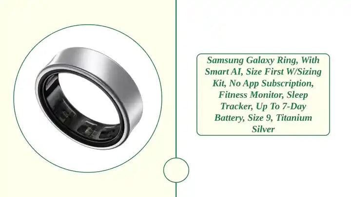 Samsung Galaxy Ring, with Smart AI, Size First W/Sizing Kit, No App Subscription, Fitness Monitor, Sleep Tracker, Up to 7-Day Battery, Size 9, Titanium Silver by@Outfy
