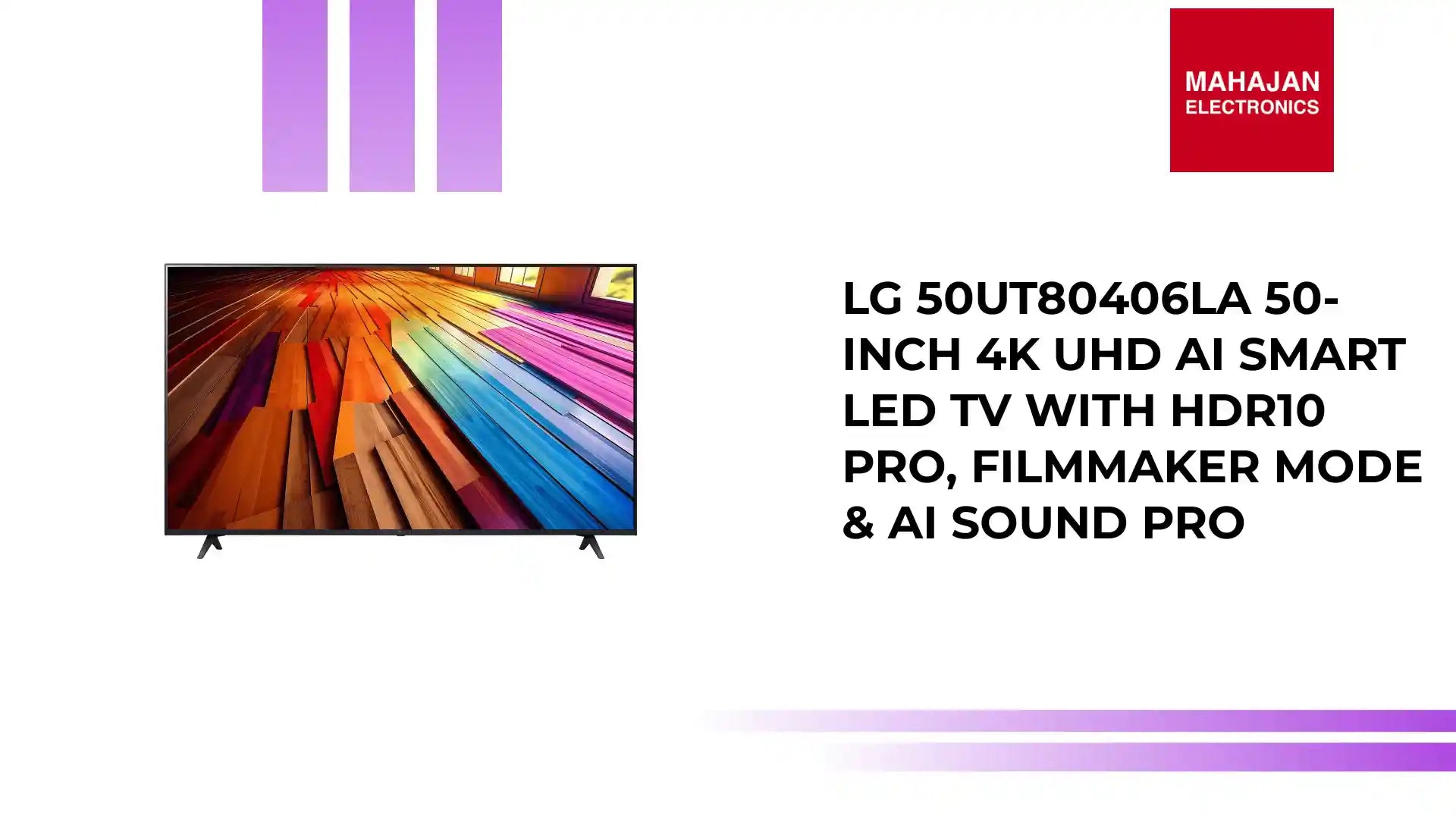 LG 50UT80406LA 50-inch 4K UHD AI Smart LED TV with HDR10 Pro, FILMMAKER MODE &amp; AI Sound Pro by@Outfy